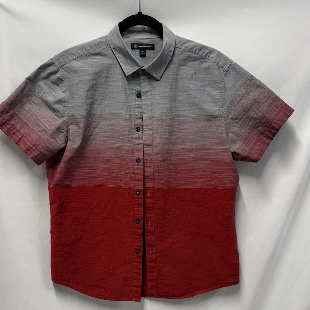 INC International Concepts Men's Red and Gray Gradient Shirt